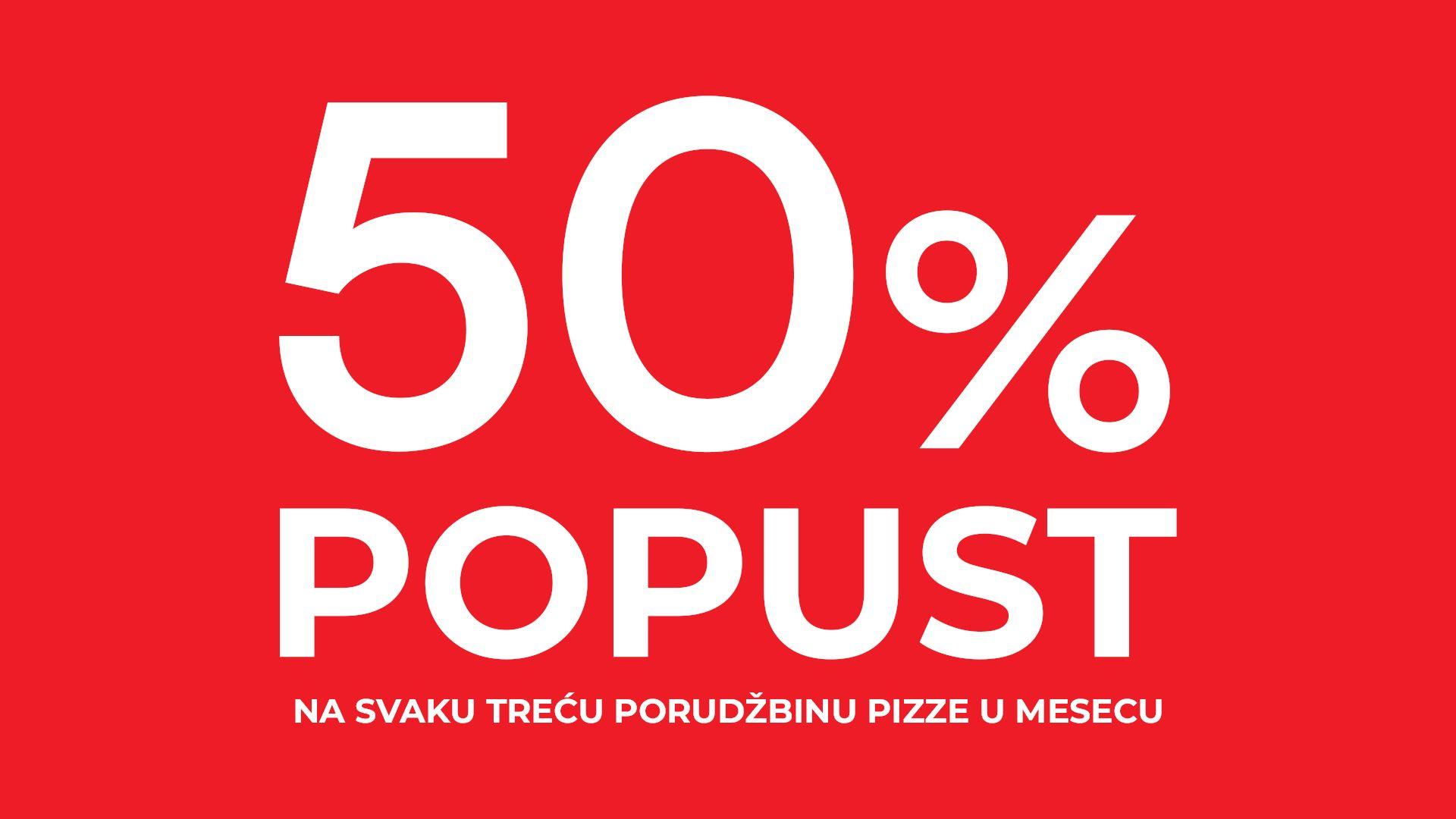 Get 50% off every third pizza this month!